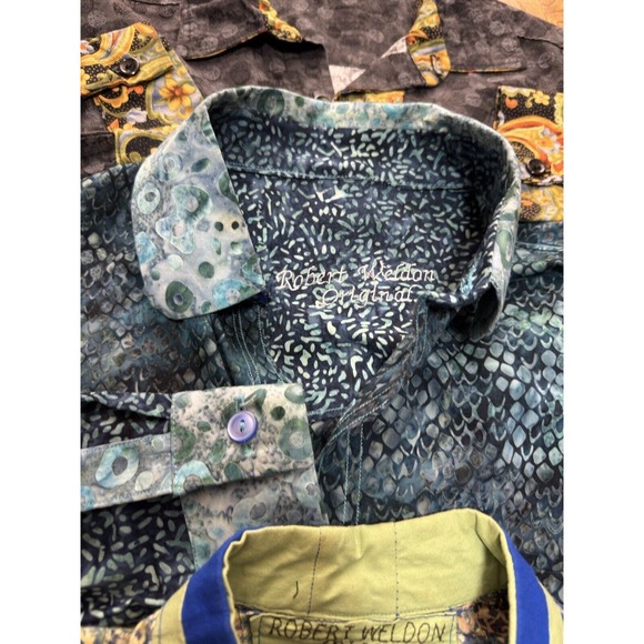 Rare Robert Weldon Original Lot Of 3 Abstract Button Down Shirts Sz Medi… - Picture 3 of 11